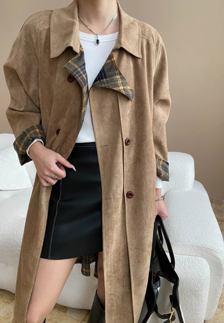 Early Autumn New Faux Suede Reversible Vintage Plaid Jacket CA25092503KI