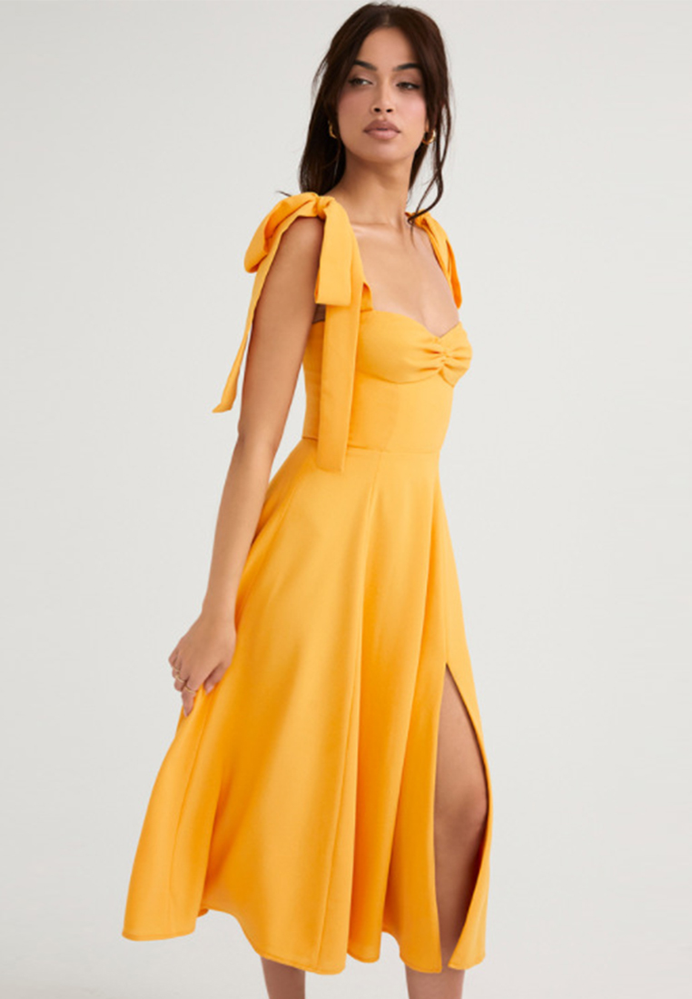 2024 European and American sexy camisole print lace up irregular A-line dress CA24021993BK