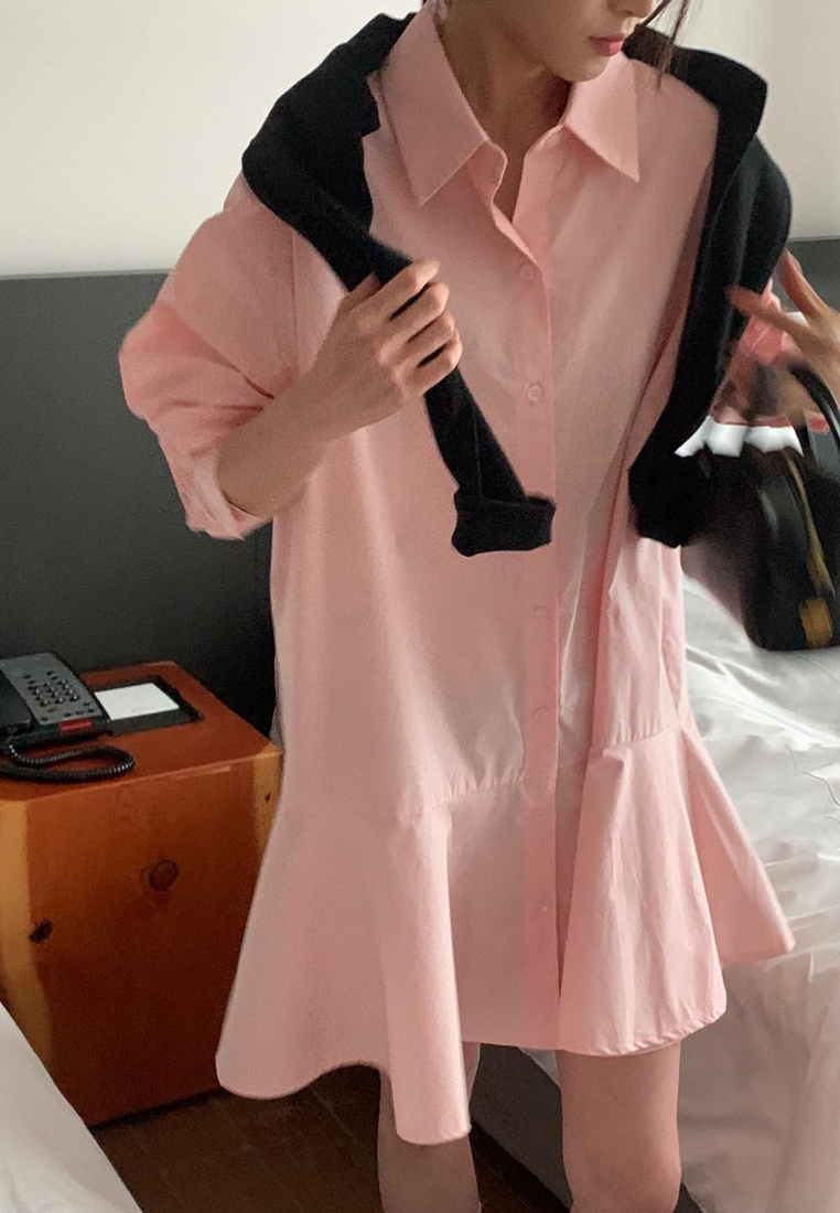 Simple and loose casual long sleeved dress CA25031903W