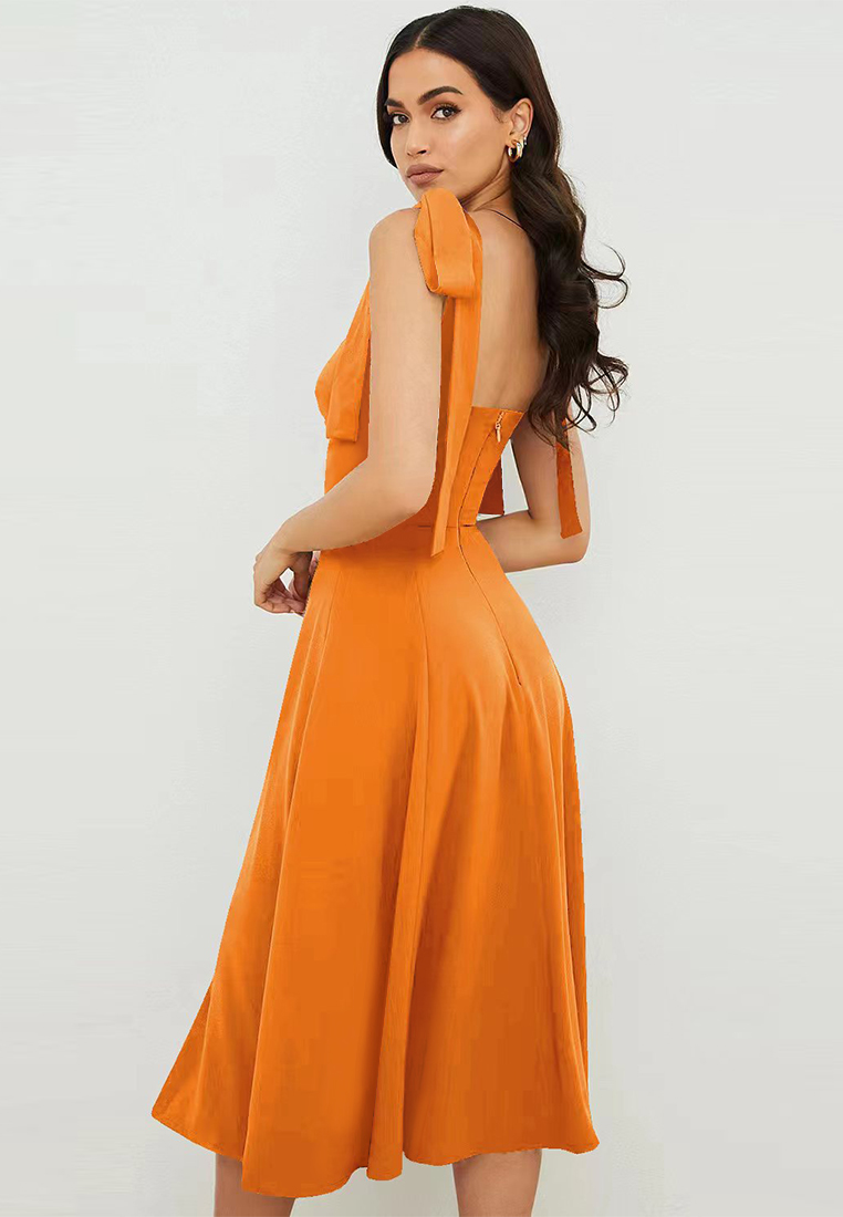 2024 European and American sexy camisole print lace up irregular A-line dress CA24021993BK