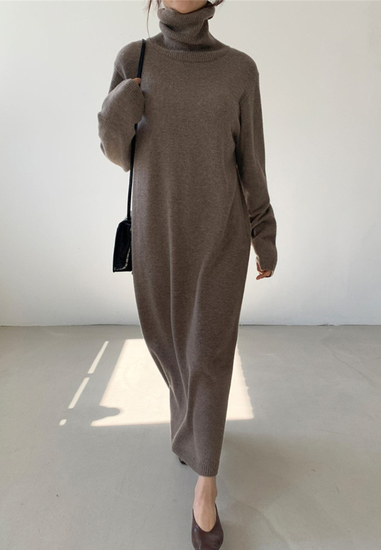 Autumn winter temperament light  luxury knitted long sleeved dress CA120403BW