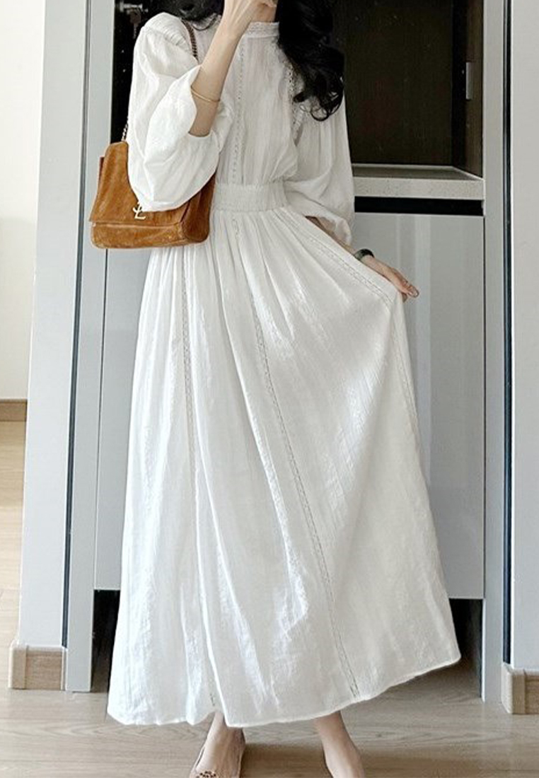 New French white dress early spring CA24030703