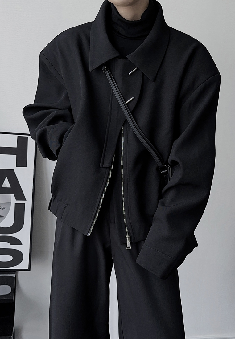 2024 men's minimalist lapel long sleeved jacket CA24101403BK