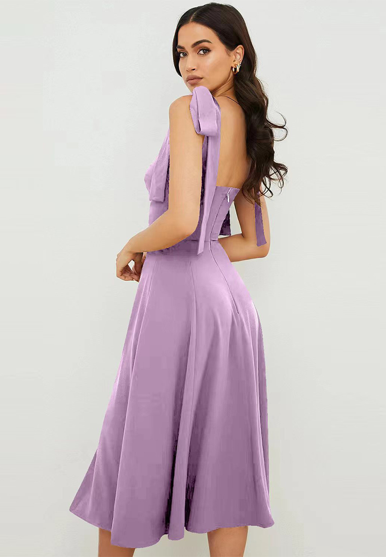 2024 European and American sexy camisole print lace up irregular A-line dress CA24021993BK