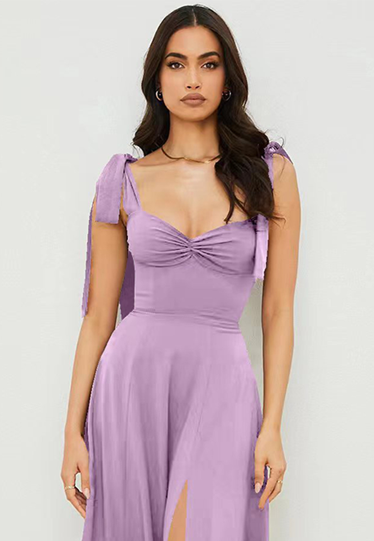 2024 European and American sexy camisole print lace up irregular A-line dress CA24021993BK