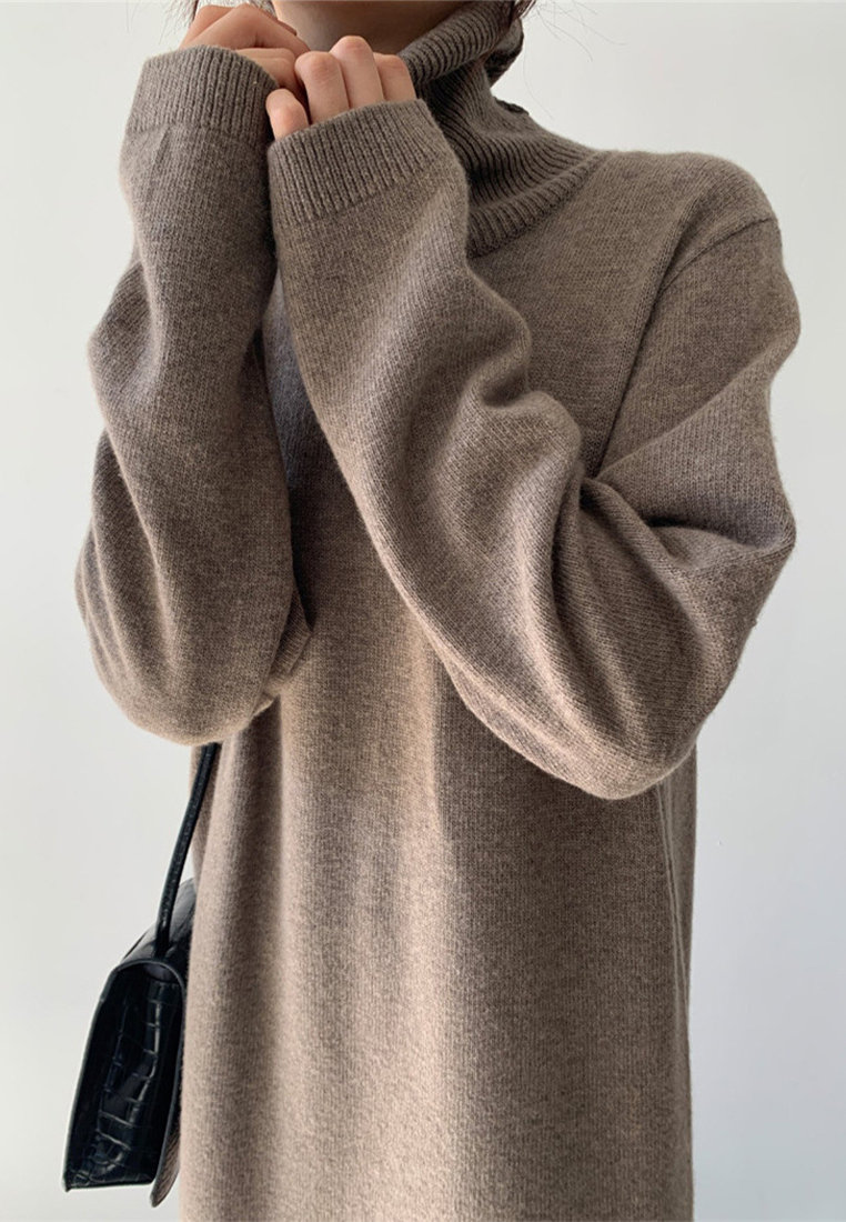 Autumn winter temperament light  luxury knitted long sleeved dress CA120403BW