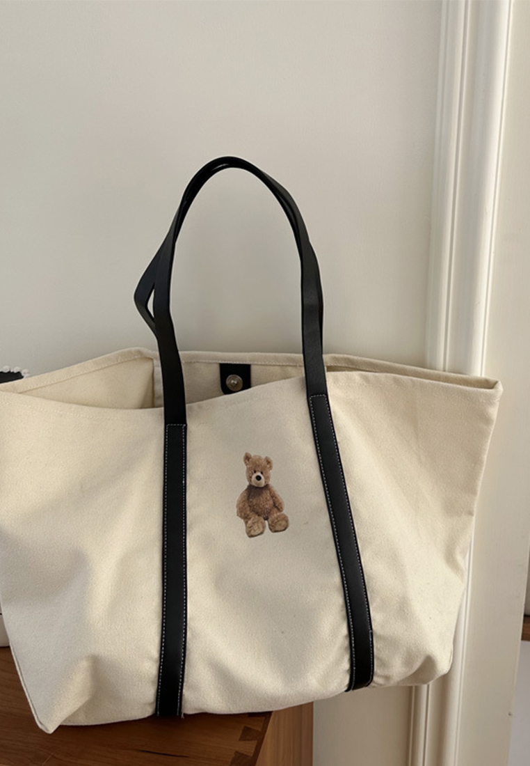 2024 New Bear PU Black Shoulder Bag CA24042603