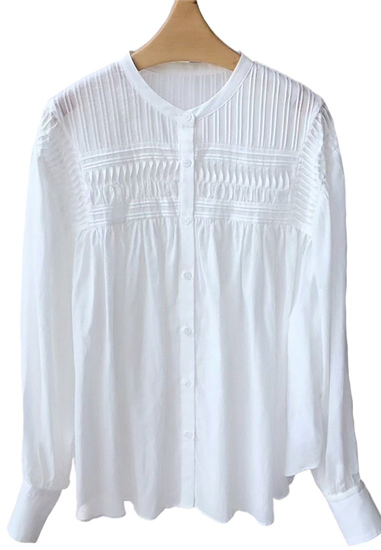 New French retro elegant lantern sleeve shirt CA25100903W