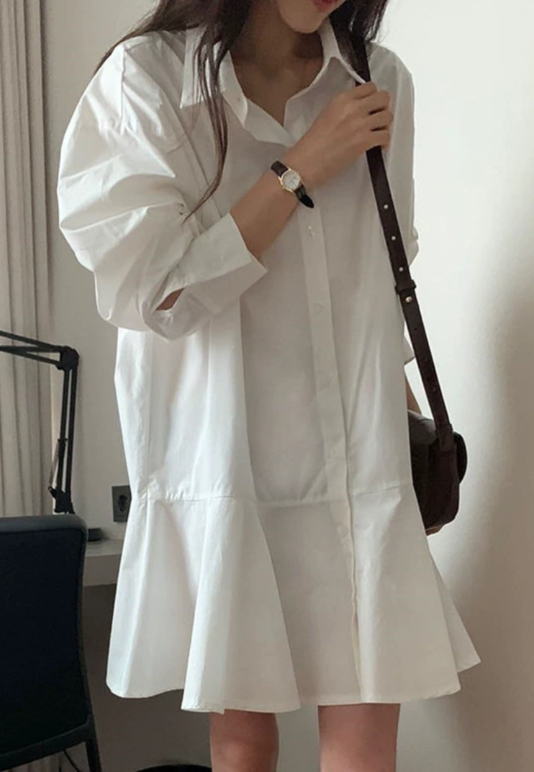 Simple and loose casual long sleeved dress CA25031903W