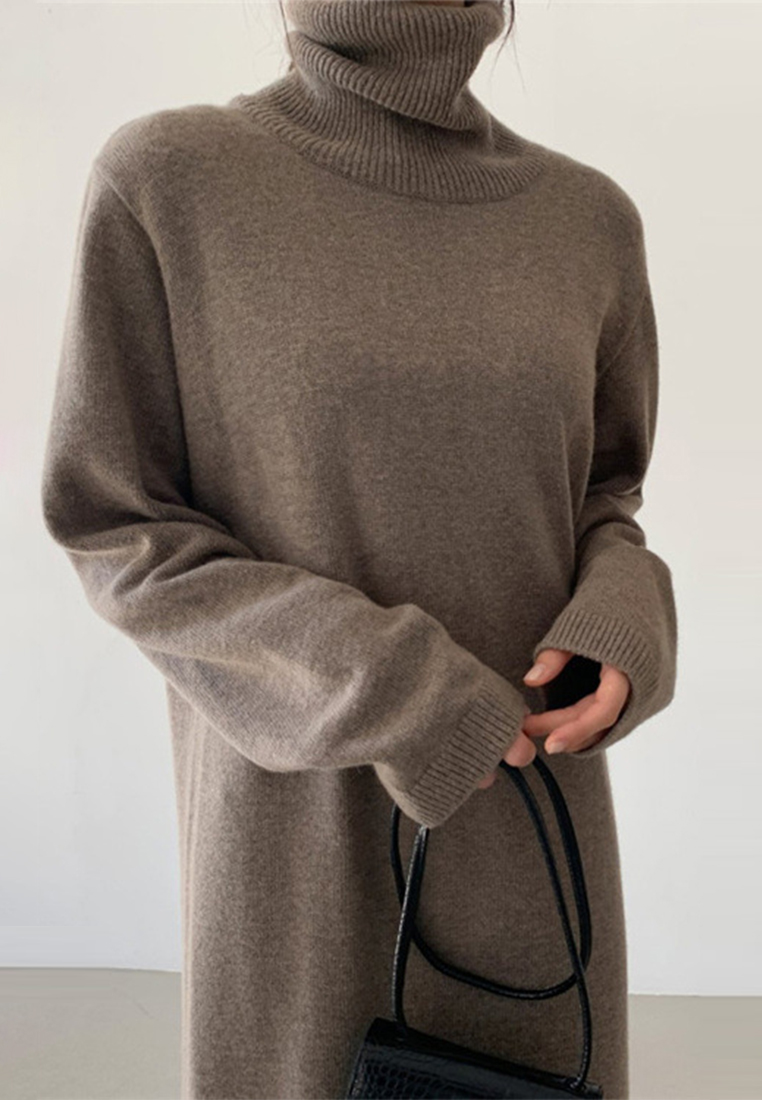 Autumn winter temperament light  luxury knitted long sleeved dress CA120403BW