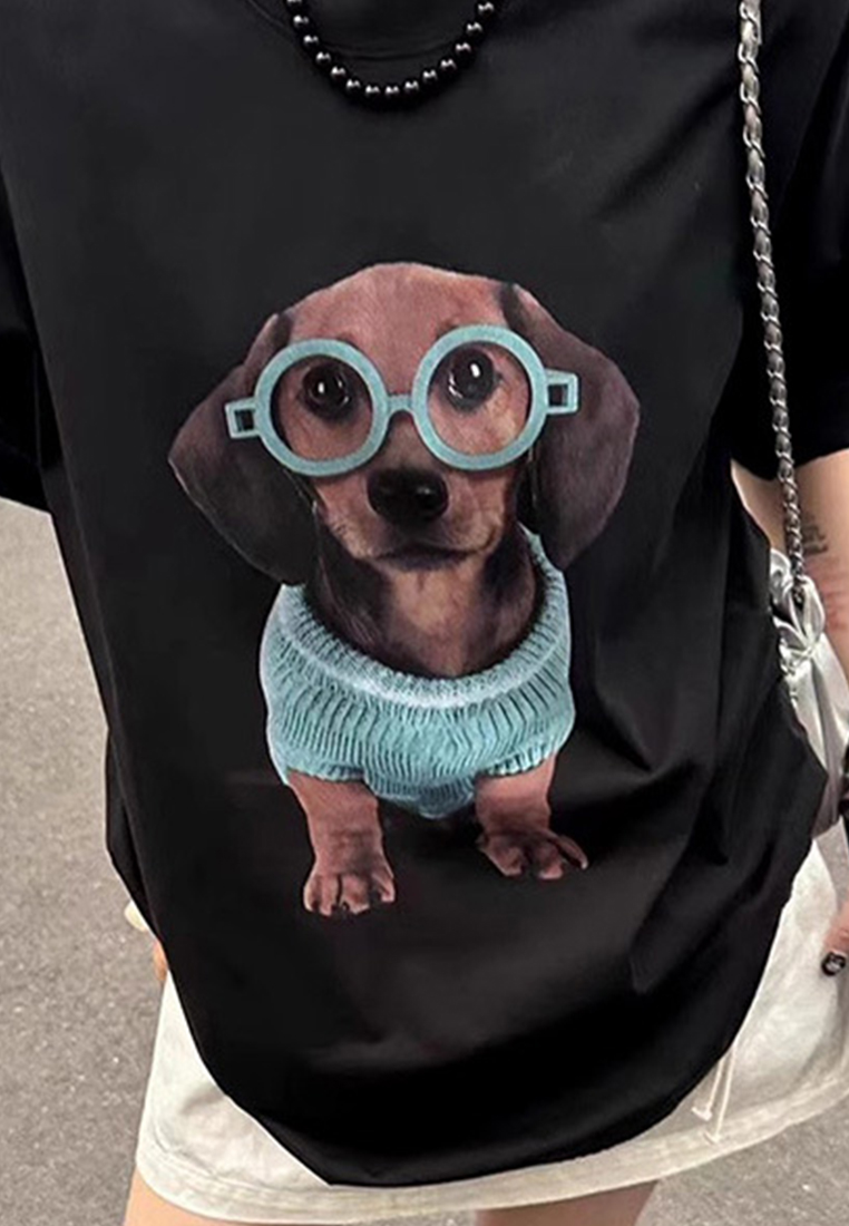 Summer Printed Loose Tops CA25070903BK