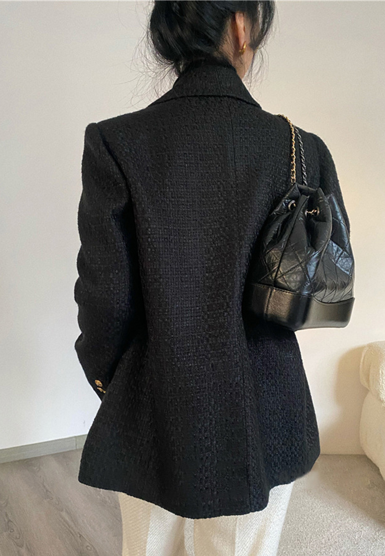 Coarse tweed small fragrant style metal buckle suit jacket CA101903BK