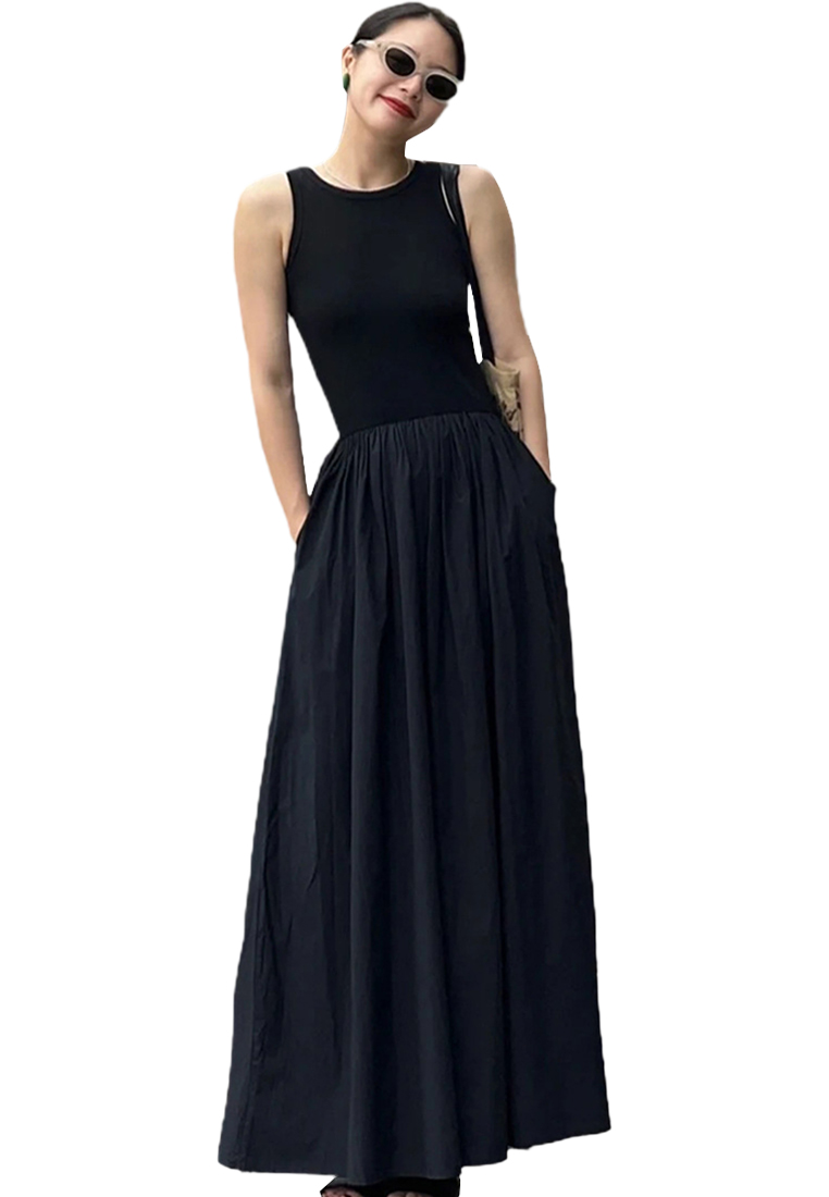 2024 Summer New Black and White Round Neck Dress CA24041003W