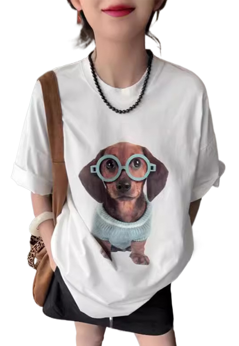 Summer Printed Loose Tops CA25070903BK