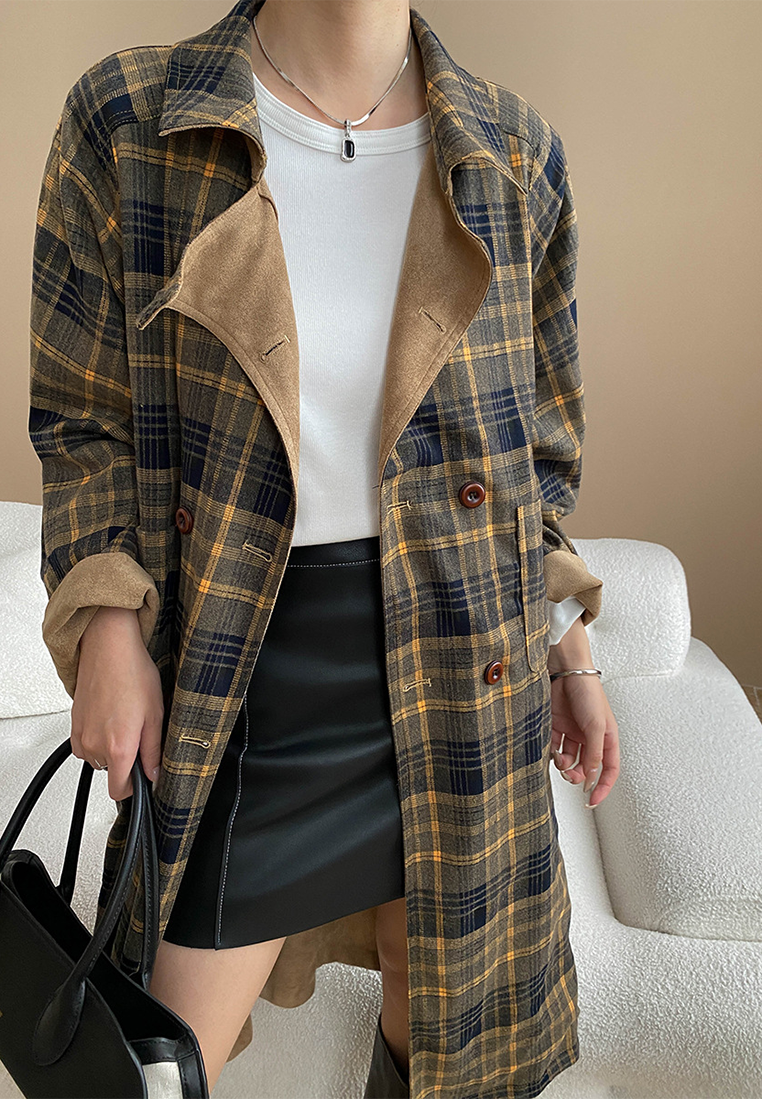 Early Autumn New Faux Suede Reversible Vintage Plaid Jacket CA25092503KI