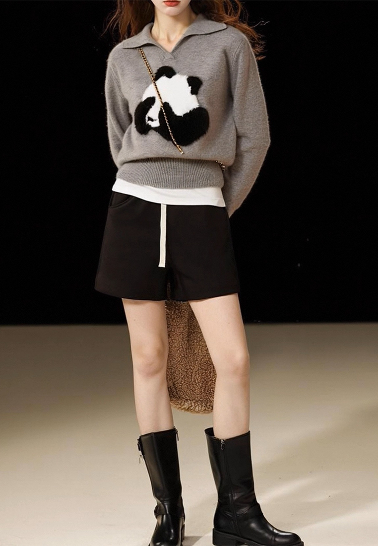 New autumn and winter French style gray inner knitted sweater CA25102403GY