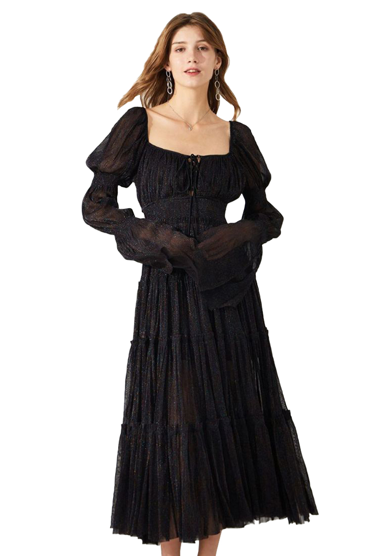 Solid sequin design elegant and elegant dress CA090803