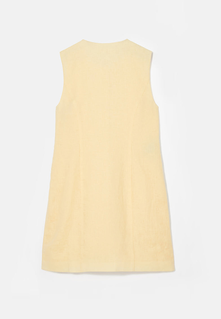 Intellectually elegant slim button up sleeveless dress CA25042203YE