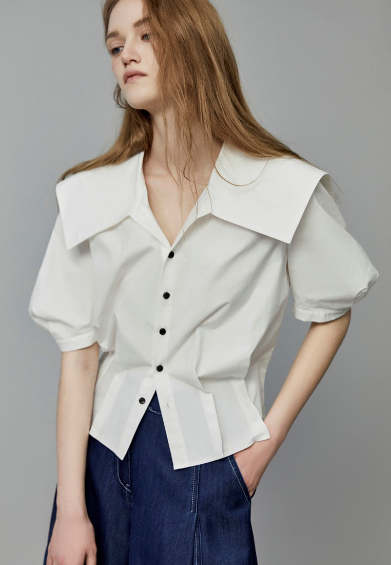 2024 French Pure Cotton Shirt Commuting Minimalist Top CA24031903PI