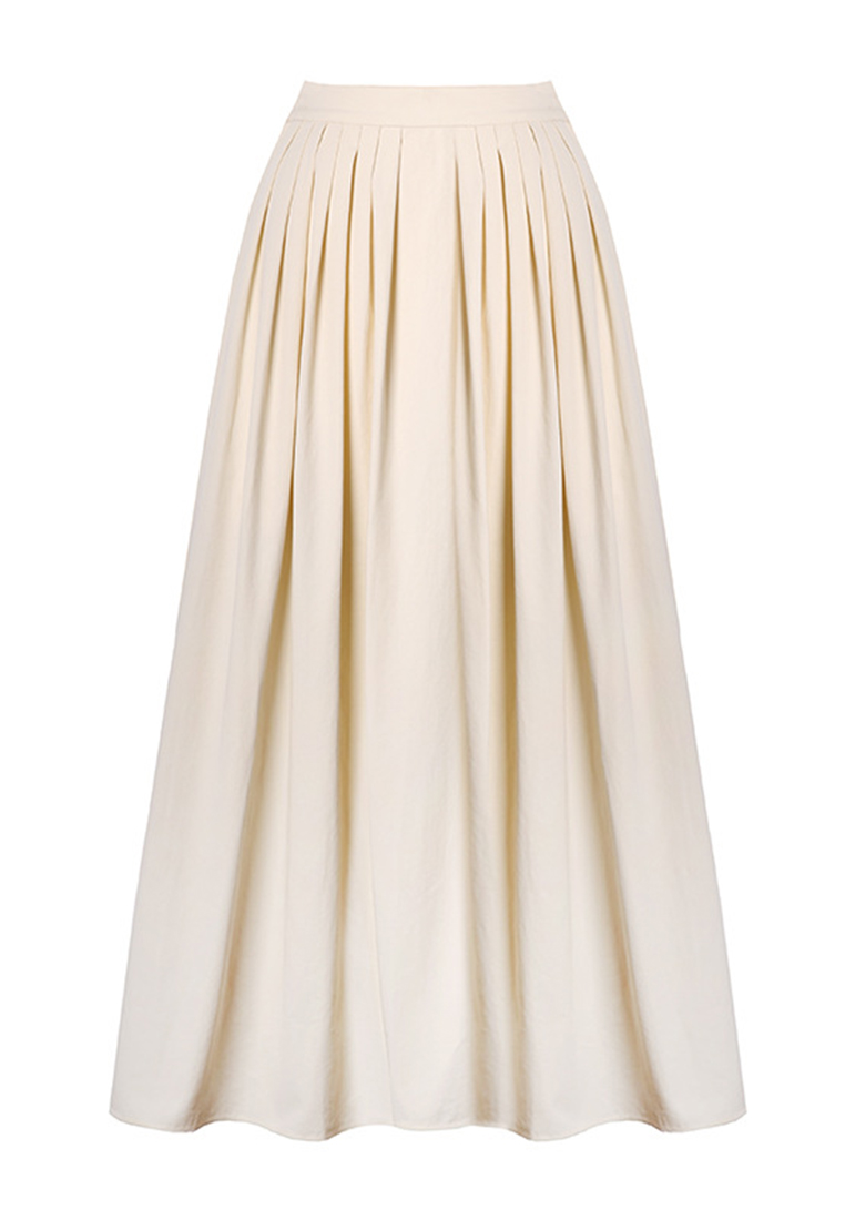 2023 French elegant high-waist pleated oblique pockets fluffy slim skirt CA23050403