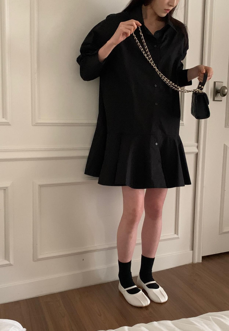 Simple and loose casual long sleeved dress CA25031903W