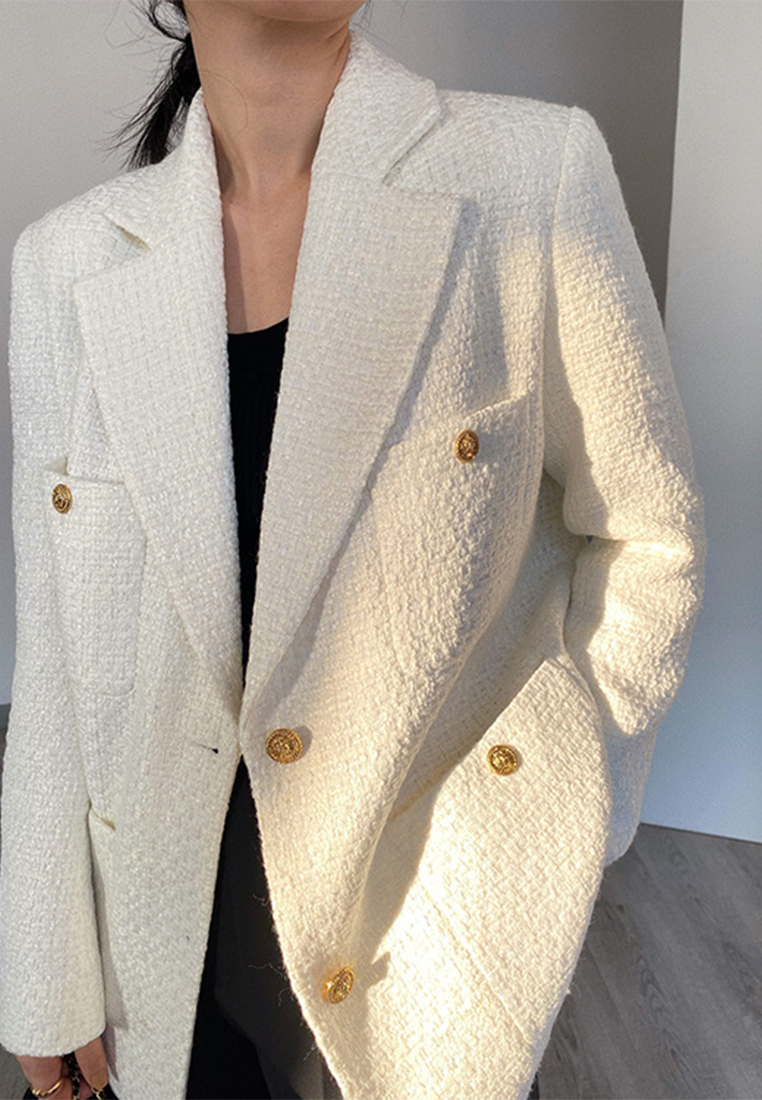 Coarse tweed small fragrant style metal buckle suit jacket CA101903BK