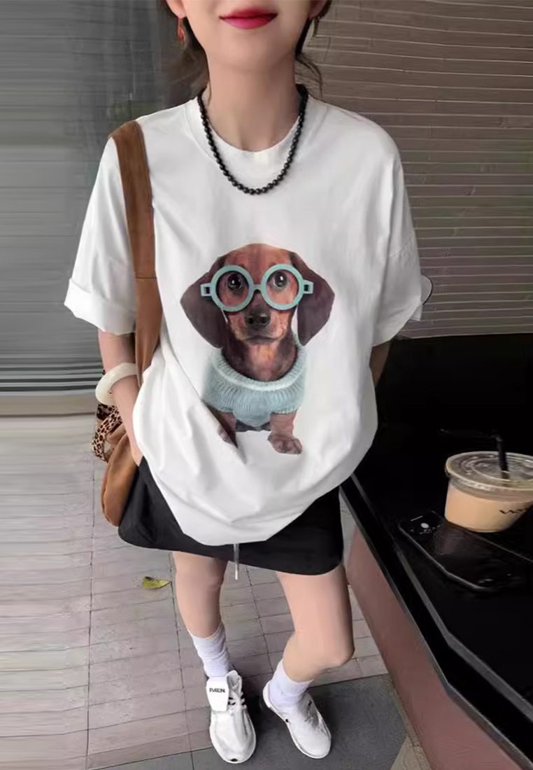 Summer Printed Loose Tops CA25070903BK