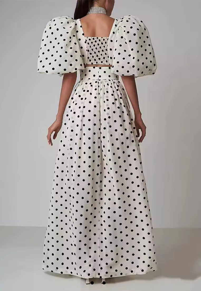 Women's Clothing  Summer New Square Collar Puff Sleeve Top Split Skirt Two-Piece Suit Female Chic New-sunnydaysweety