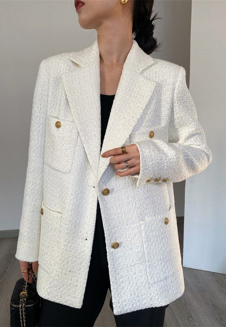 Coarse tweed small fragrant style metal buckle suit jacket CA101903BK