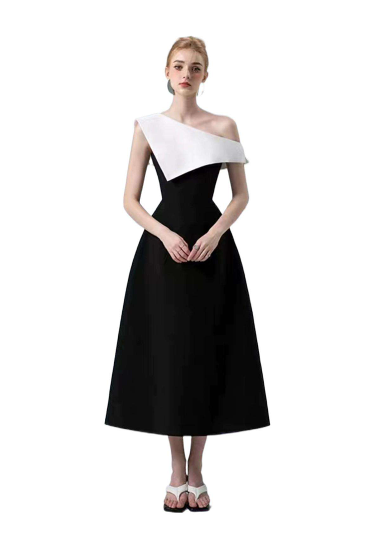 Vietnam Designer Autumn and Winter New Elegant Oblique Shoulder Sexy Knitted Bottoming Dress Chic New-sunnydaysweety