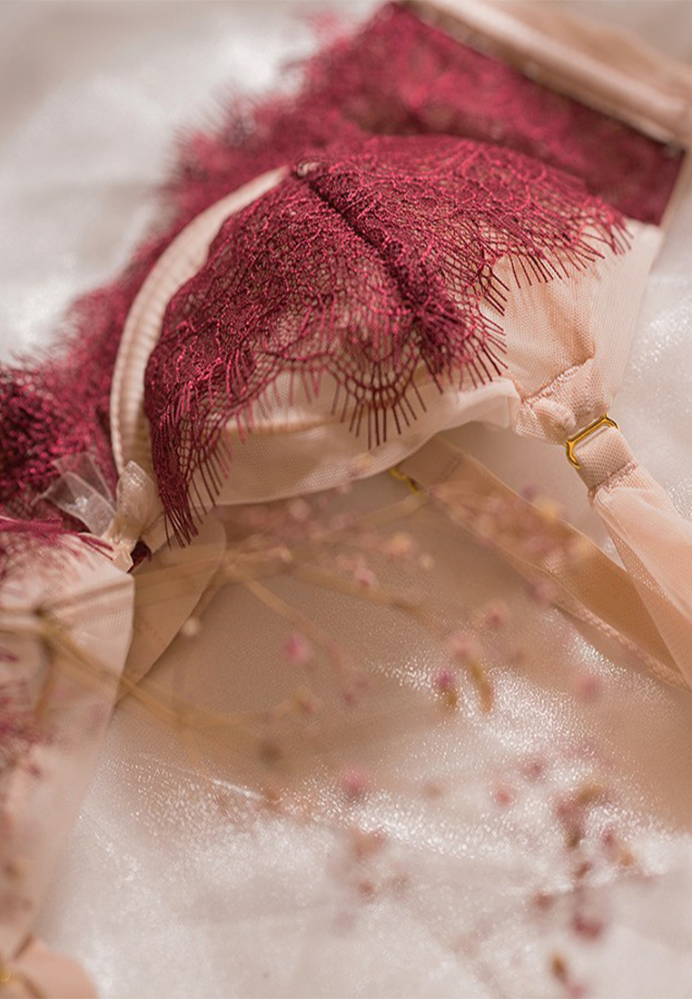 French style ultra-thin breathable color matching push-up anti-sagging sexy bra set CA23050430R