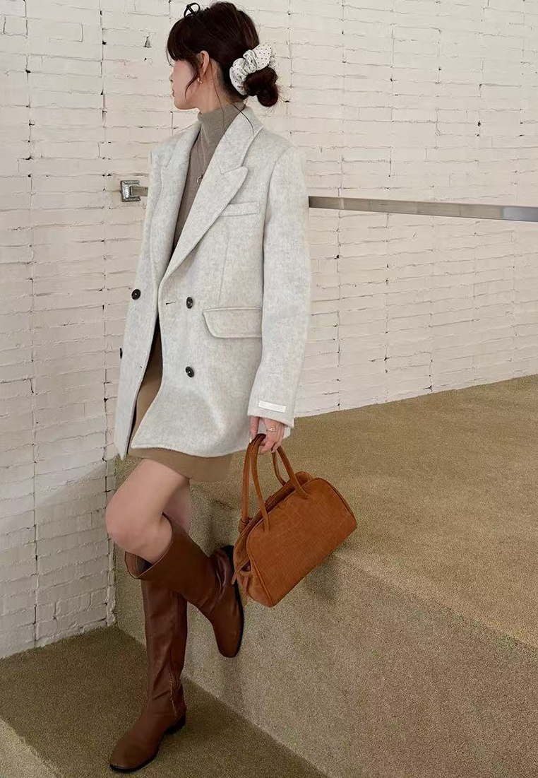 Autumn/Winter Double-Faced Wool Suit Jacket CA25102430BE