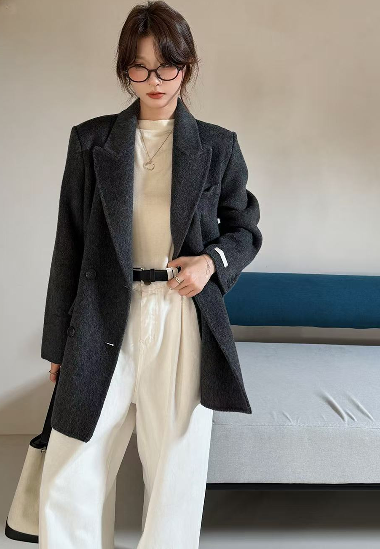 Autumn/Winter Double-Faced Wool Suit Jacket CA25102430BE