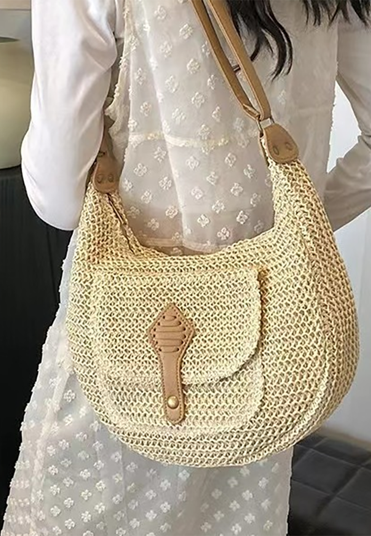 New single-shoulder holiday beach woven bag CA25042329BE