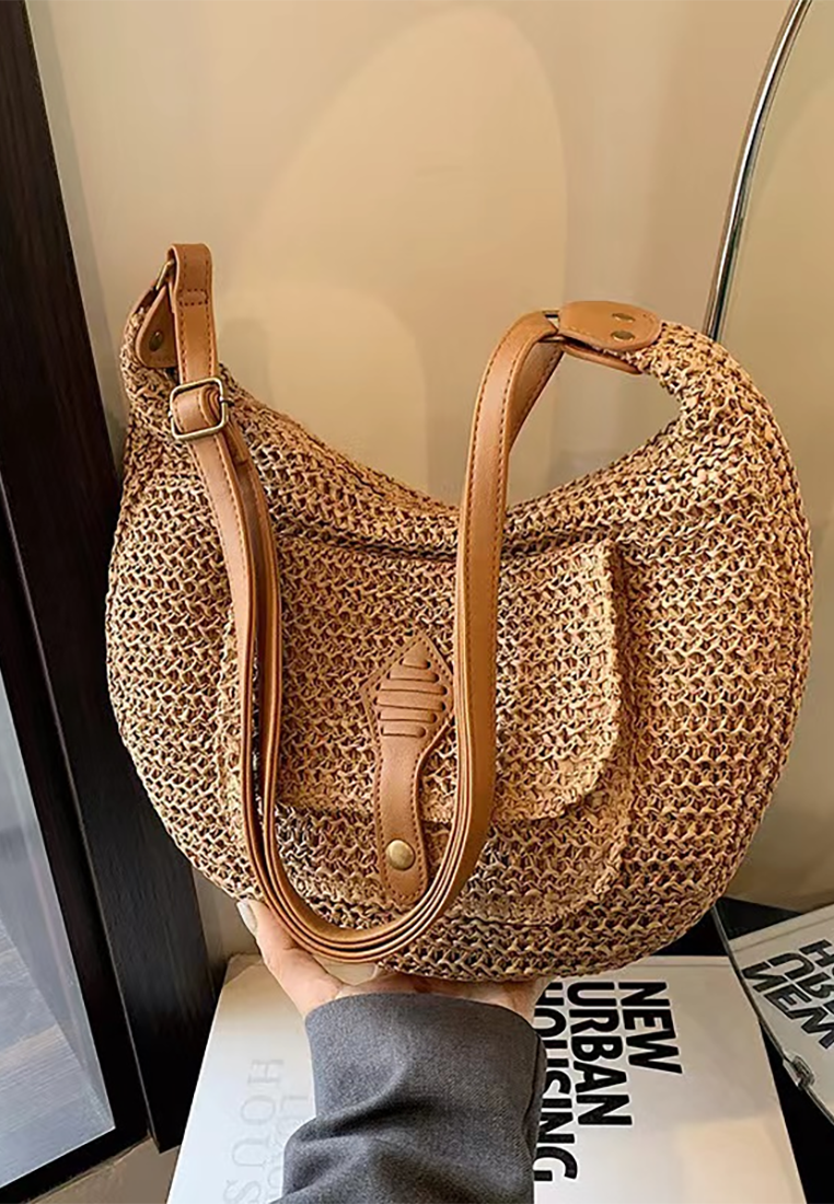 New single-shoulder holiday beach woven bag CA25042329BE