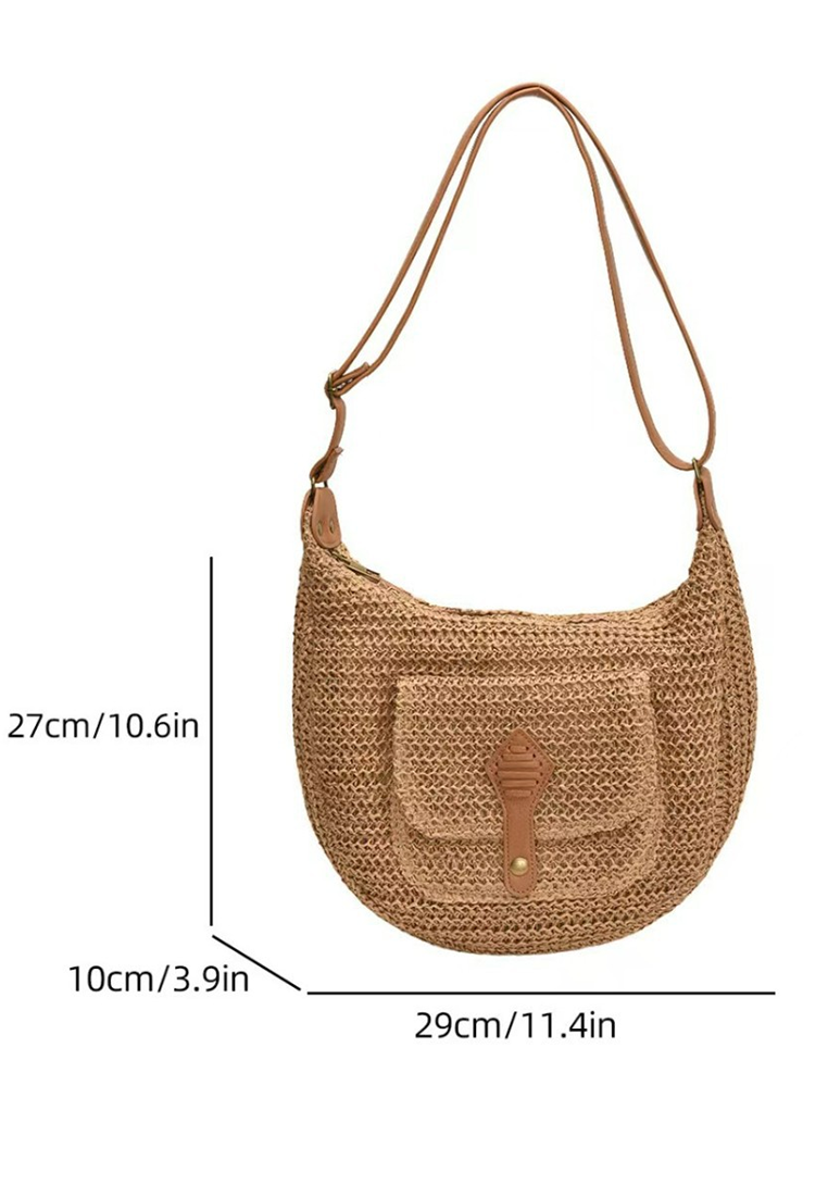 New single-shoulder holiday beach woven bag CA25042329BE