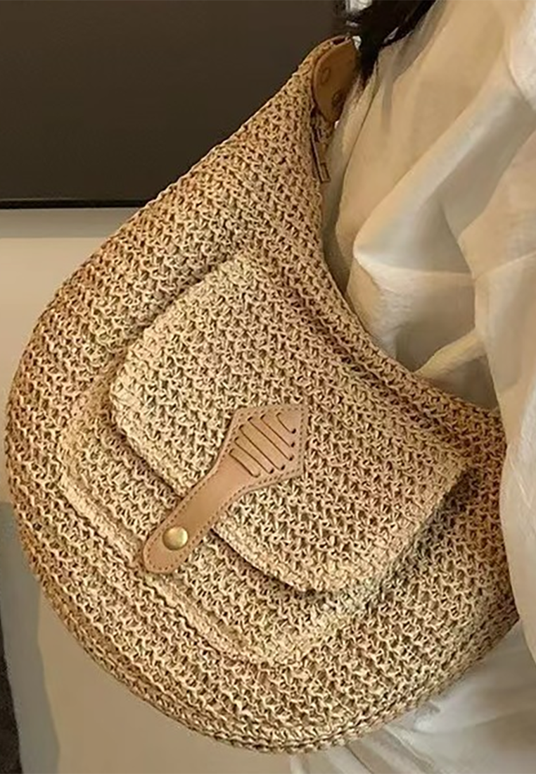 New single-shoulder holiday beach woven bag CA25042329BE