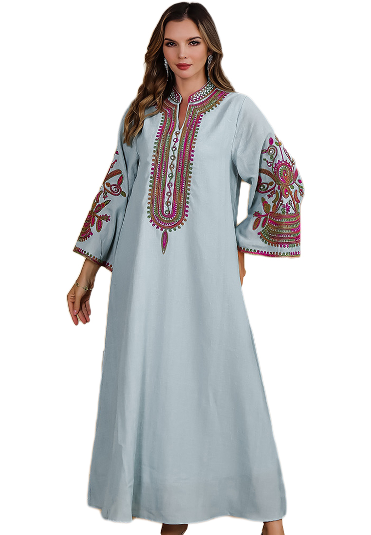 2024 Retro Rope Embroidered Robe Dress CA24090330BL