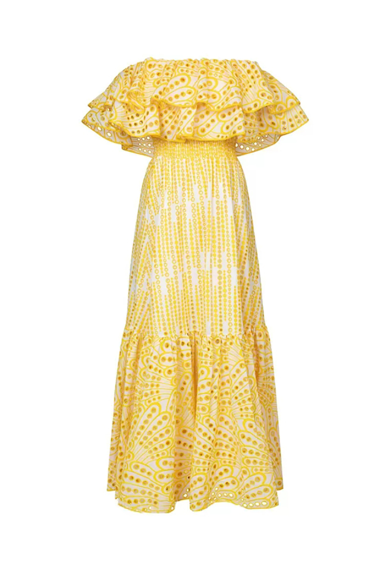 2024 temperament long skirt new double layered hollow out dress CA24032630YE