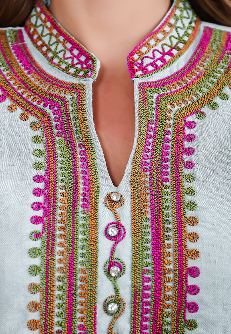 2024 Retro Rope Embroidered Robe Dress CA24090330BL