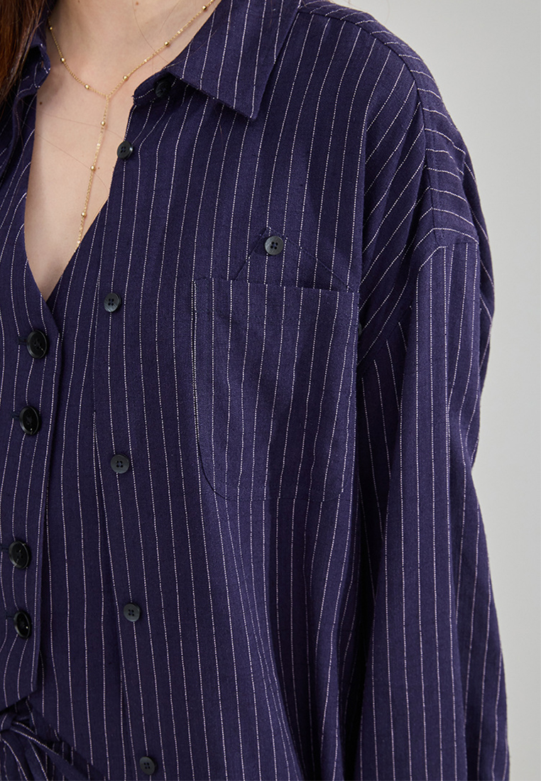 Striped lapel style Coats CA24091130BL