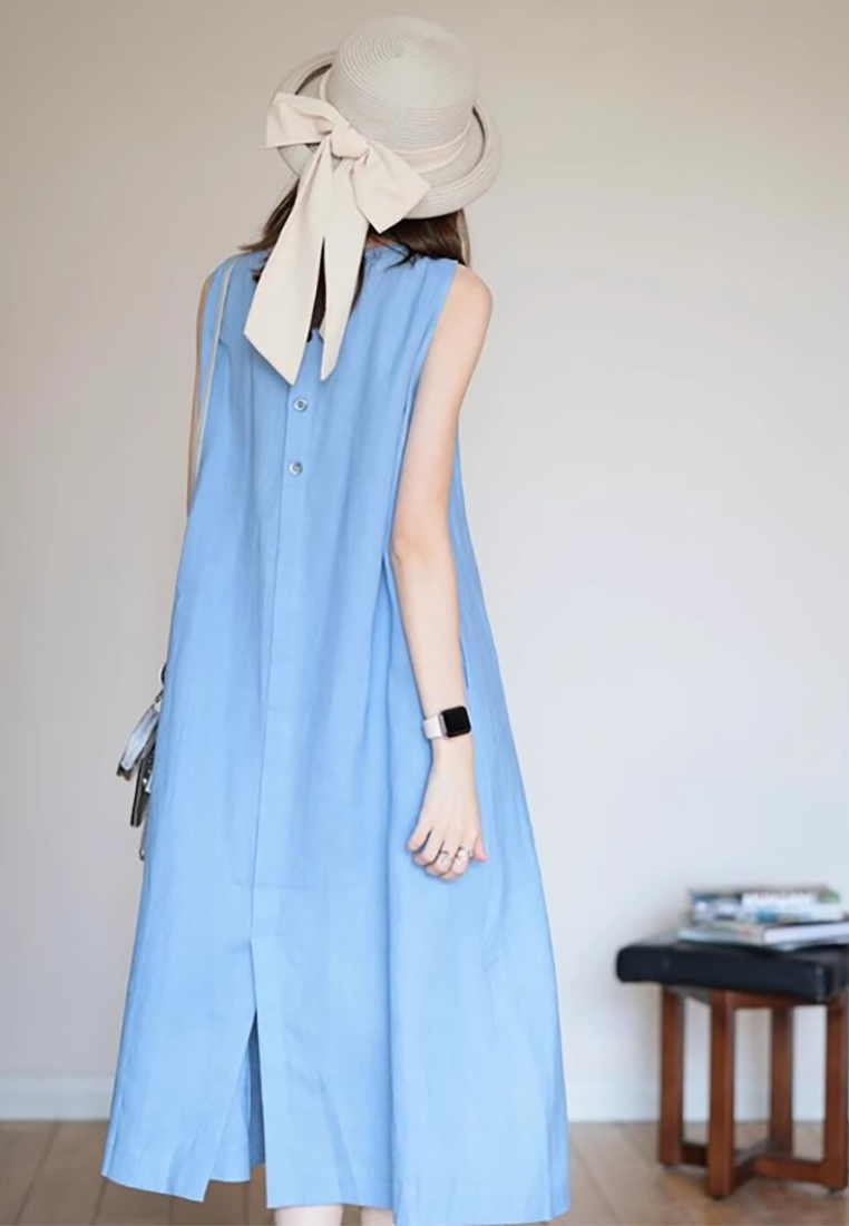 Summer new blue sleeveless vest dress CA25070930BL