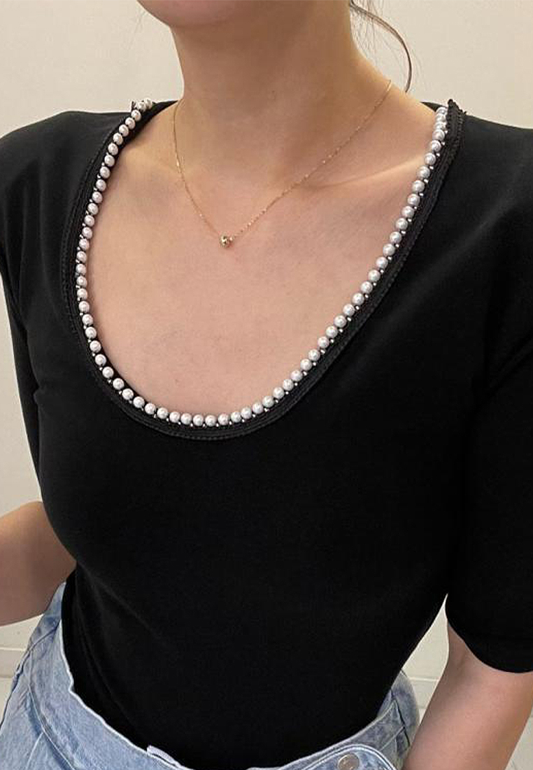 2024 Summer Round Neck Slim Fit Short sleeved T-shirt CA24041030BK