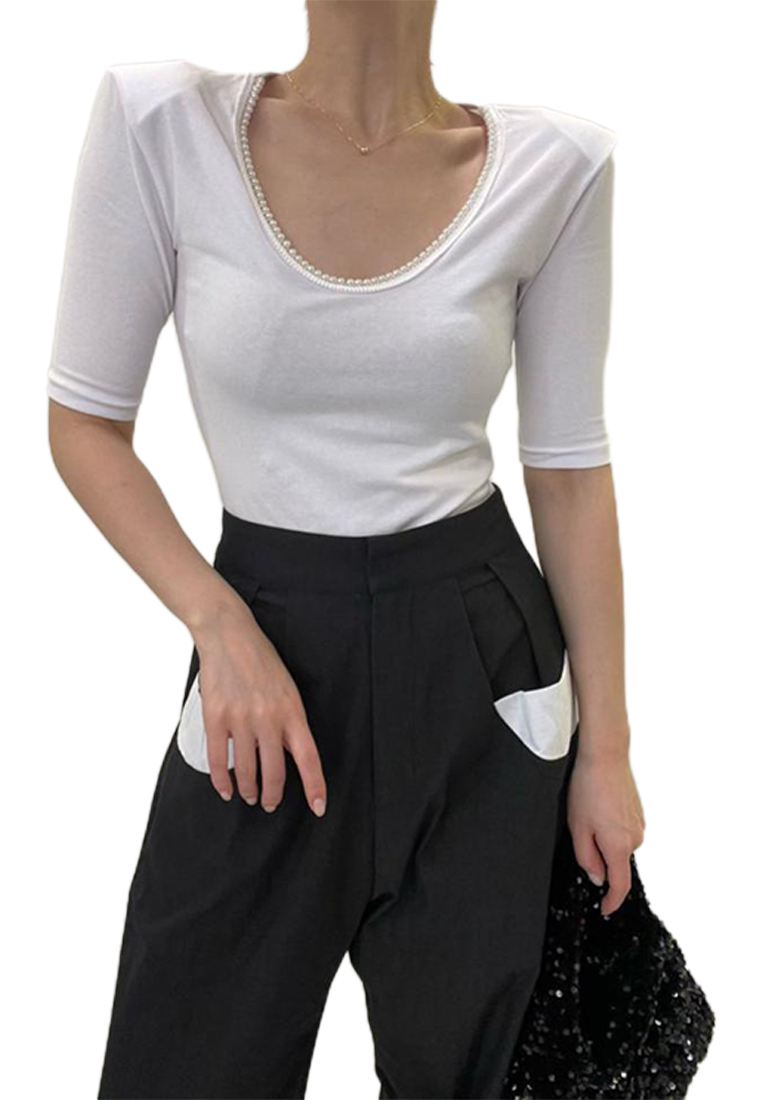 2024 Summer Round Neck Slim Fit Short sleeved T-shirt CA24041030BK