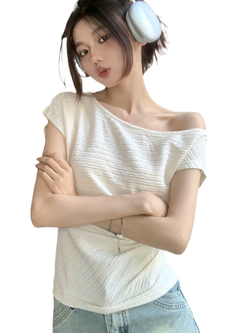 Summer Korean off-shoulder short-sleeved off-shoulder top CA24050630BE
