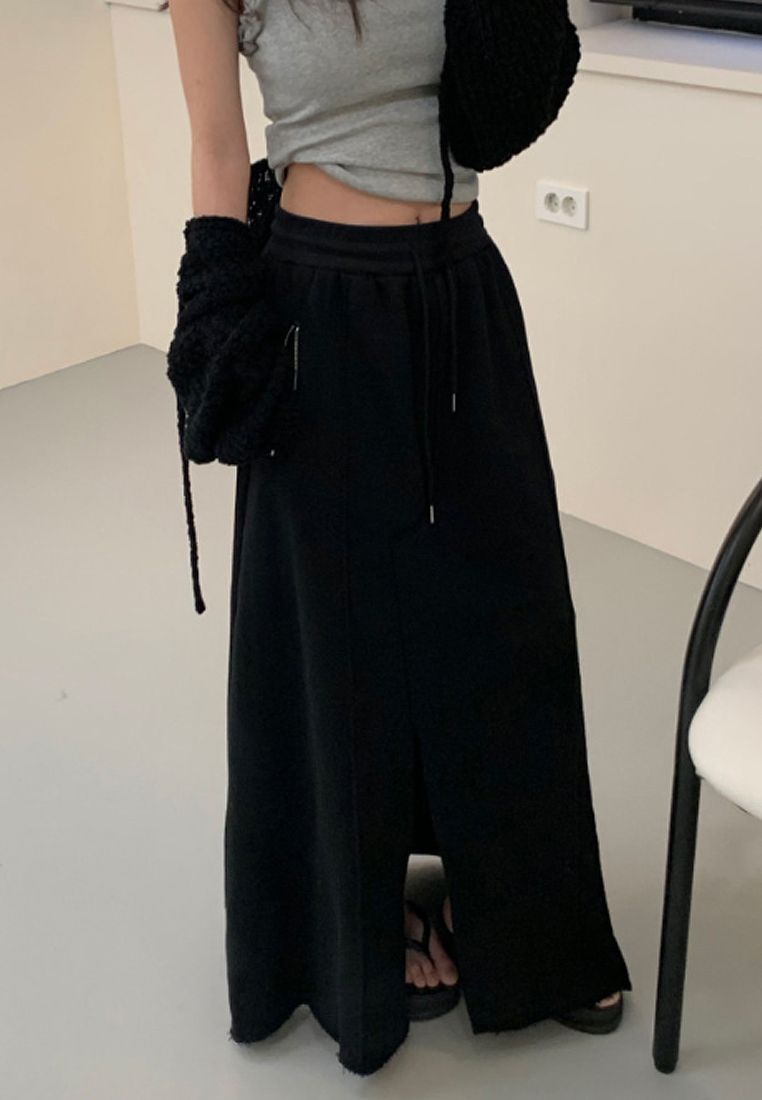New Korean style elastic waist long skirt CA25042930BK