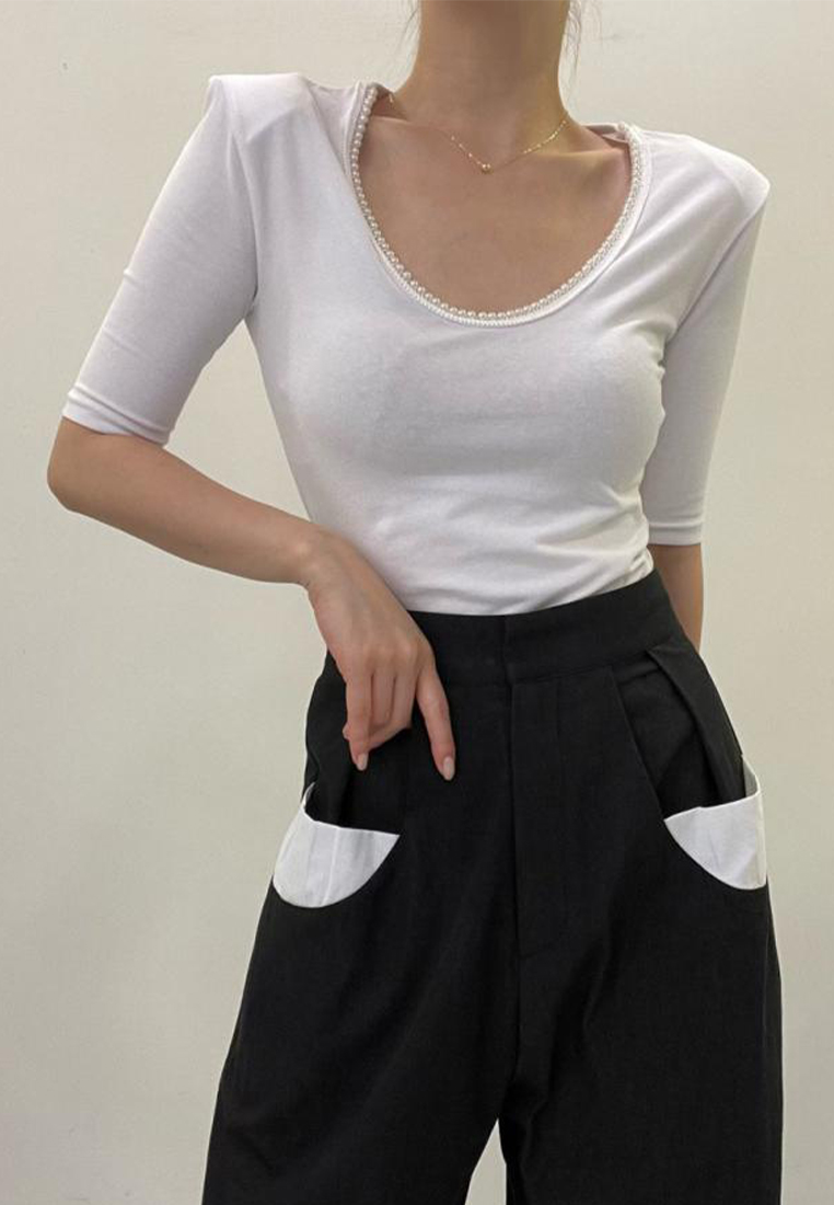 2024 Summer Round Neck Slim Fit Short sleeved T-shirt CA24041030BK