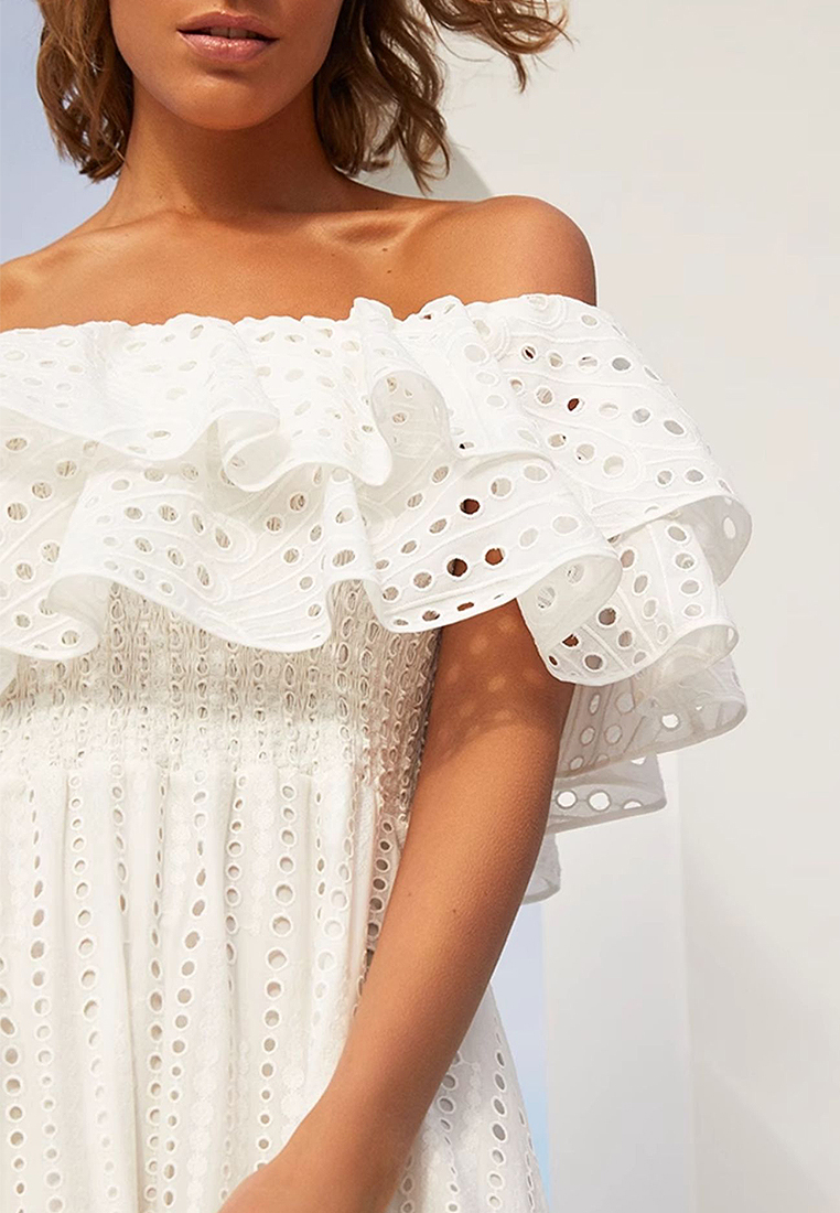 2024 temperament long skirt new double layered hollow out dress CA24032630YE