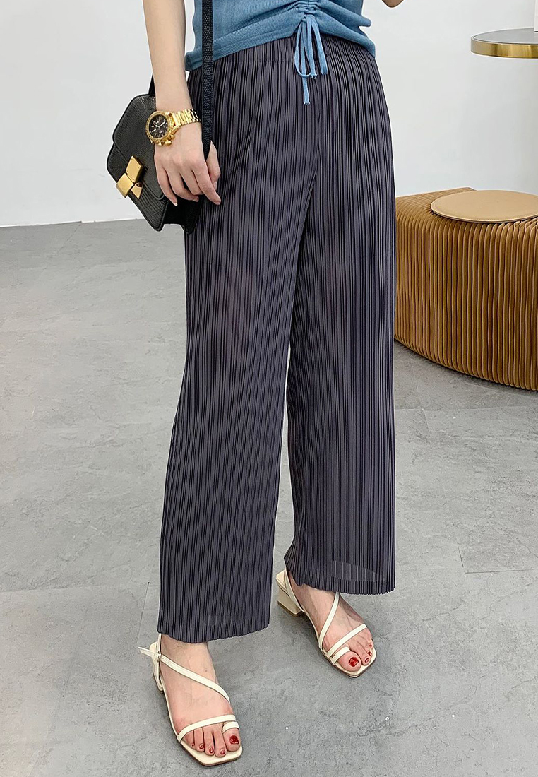2023 Summer Straight Pleated High Waist Casual Wide LegPants CA061331BK