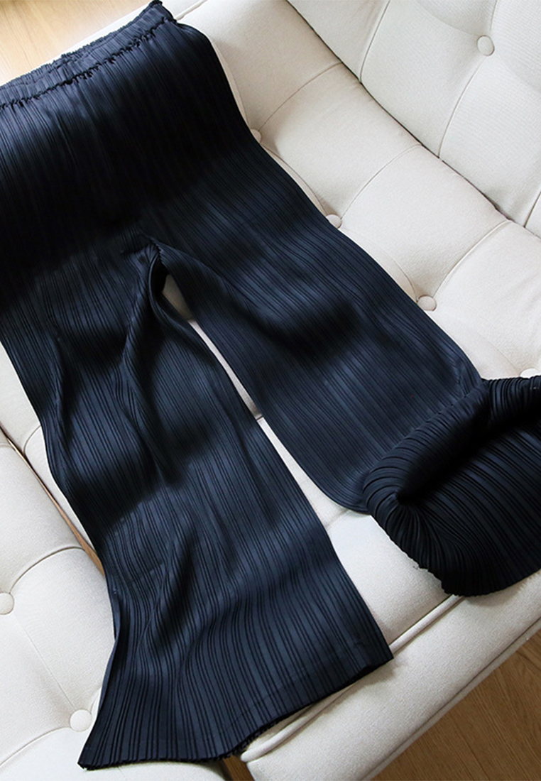 2023 Summer Straight Pleated High Waist Casual Wide LegPants CA061331BK
